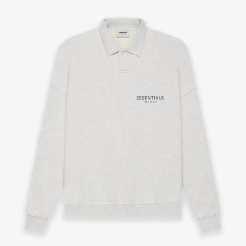 Fear of God ESSENTIALS Long Sleeve Polo Sweatshirt Gray Fear of God ESSENTIALS Long Sleeve Polo Sweatshirt Gray