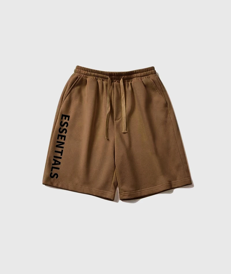 Fear of God Essentials Logo Shorts Brown Fear of God Essentials Logo Shorts Brown