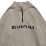 essentials half zip high collar loose hoodie gray