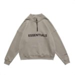 essentials half zip high collar loose hoodie gray