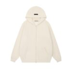 essentials fear of god full zip up hoodie egg shell white