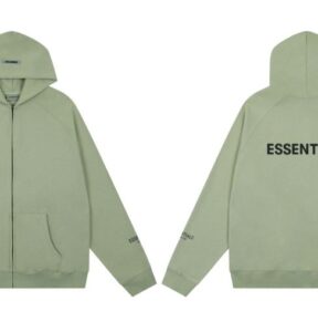 essentials fear of god full zip up loose hoodie green