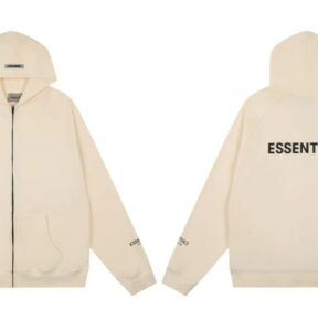 essentials fear of god full zip up loose hoodie sand